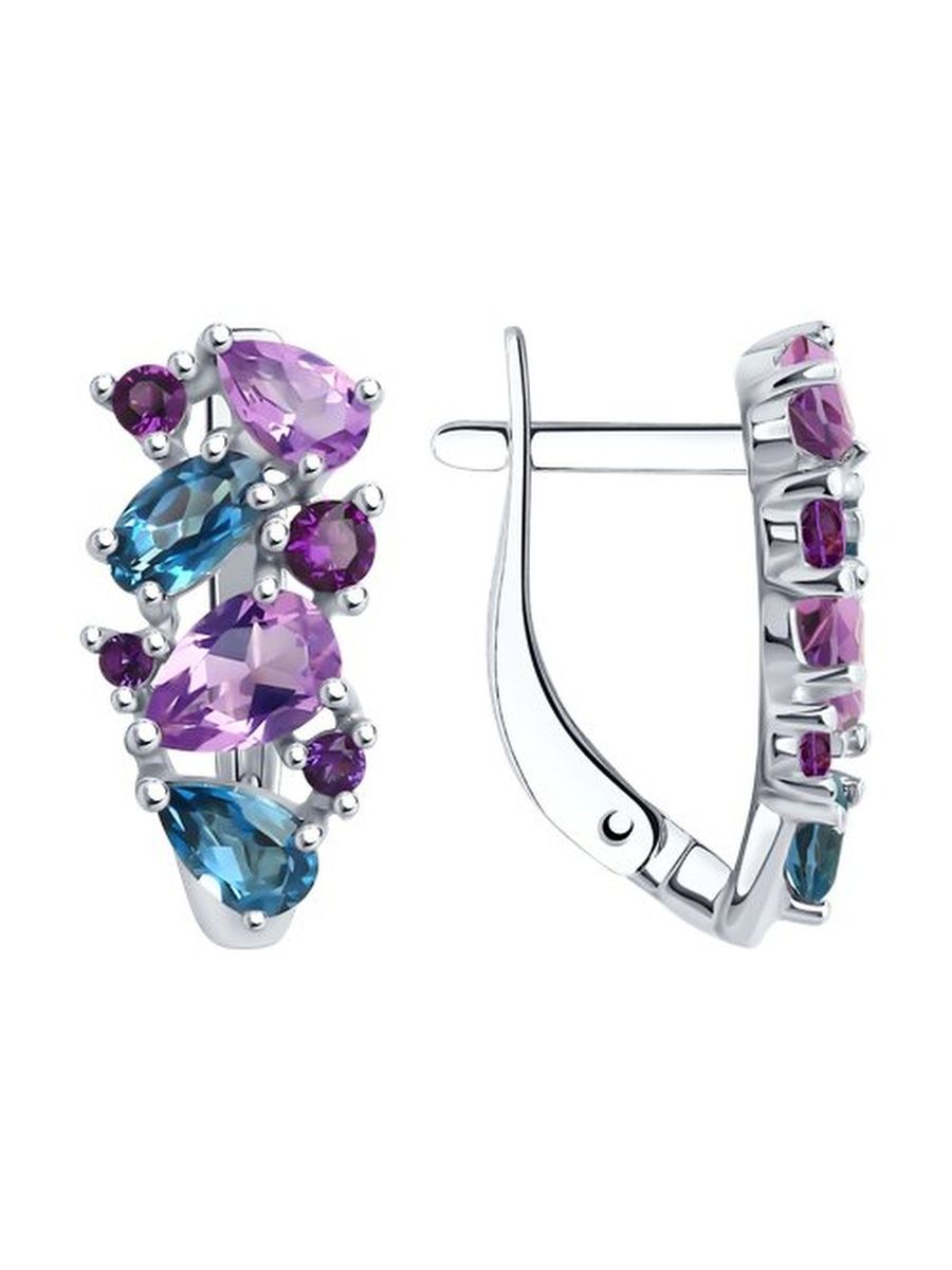 

Серьги из серебра TEO MAORI 892022721, аметист/топаз/фианит, 892022721
