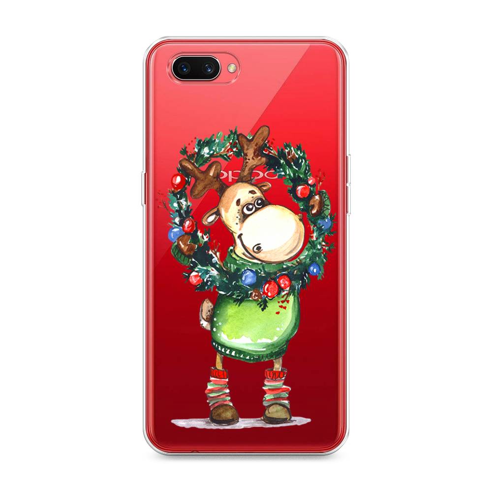 

Чехол для Oppo A3s "Олень с новогодним венком", 250650-4