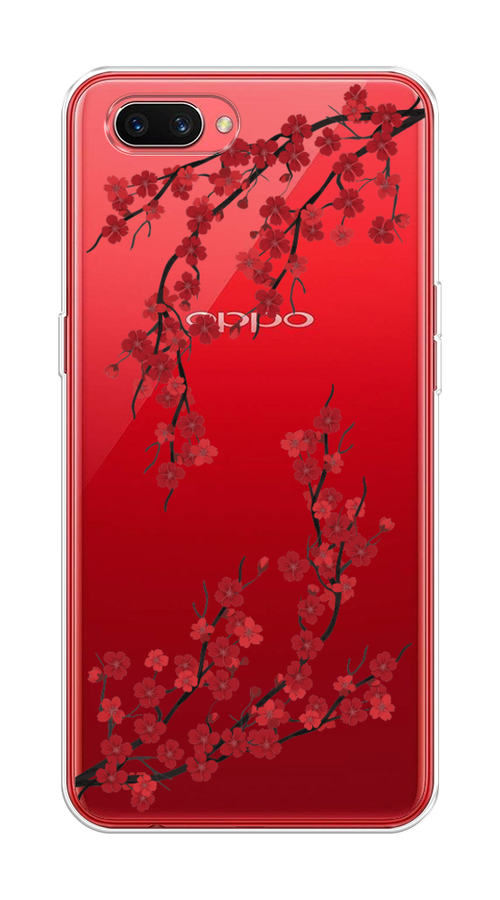 

Чехол на Oppo A3s "Красная сакура", Красный;черный, 250650-2