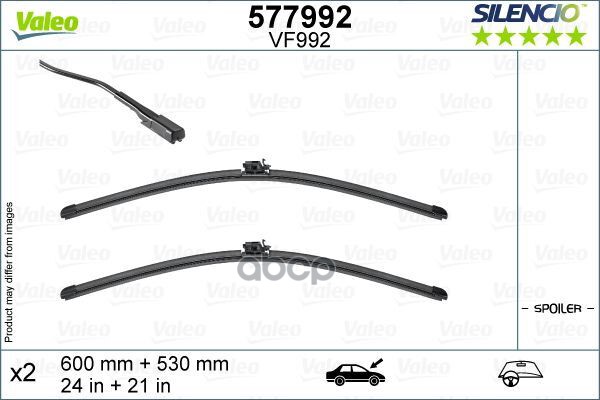 

VALEO 577 992 Щётки с/о бескаркасные к-кт SILENCIO 600+530mm