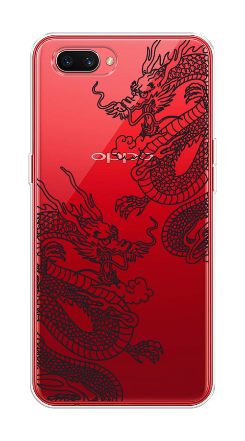 

Чехол на Oppo A3s "Два китайских дракона", Серый;черный, 250650-1