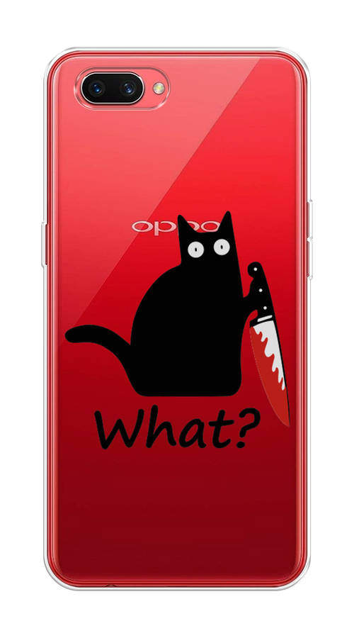 

Чехол на Oppo A3s "Котик с ножом", Черный;красный, 250650-6