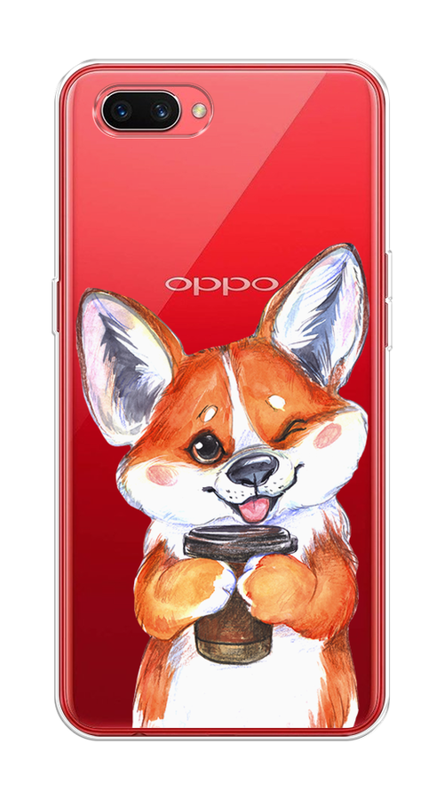 

Чехол на Oppo A3s "Корги с кофе", Оранжевый;белый, 250650-4
