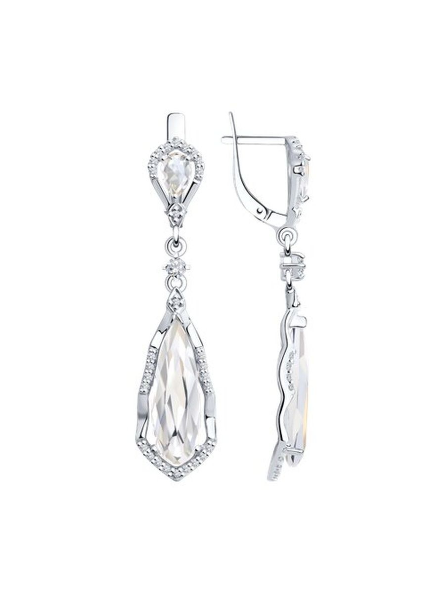 

Серьги подвески из серебра TEO MAORI 892021520, горный хрусталь/фианит, 892021520