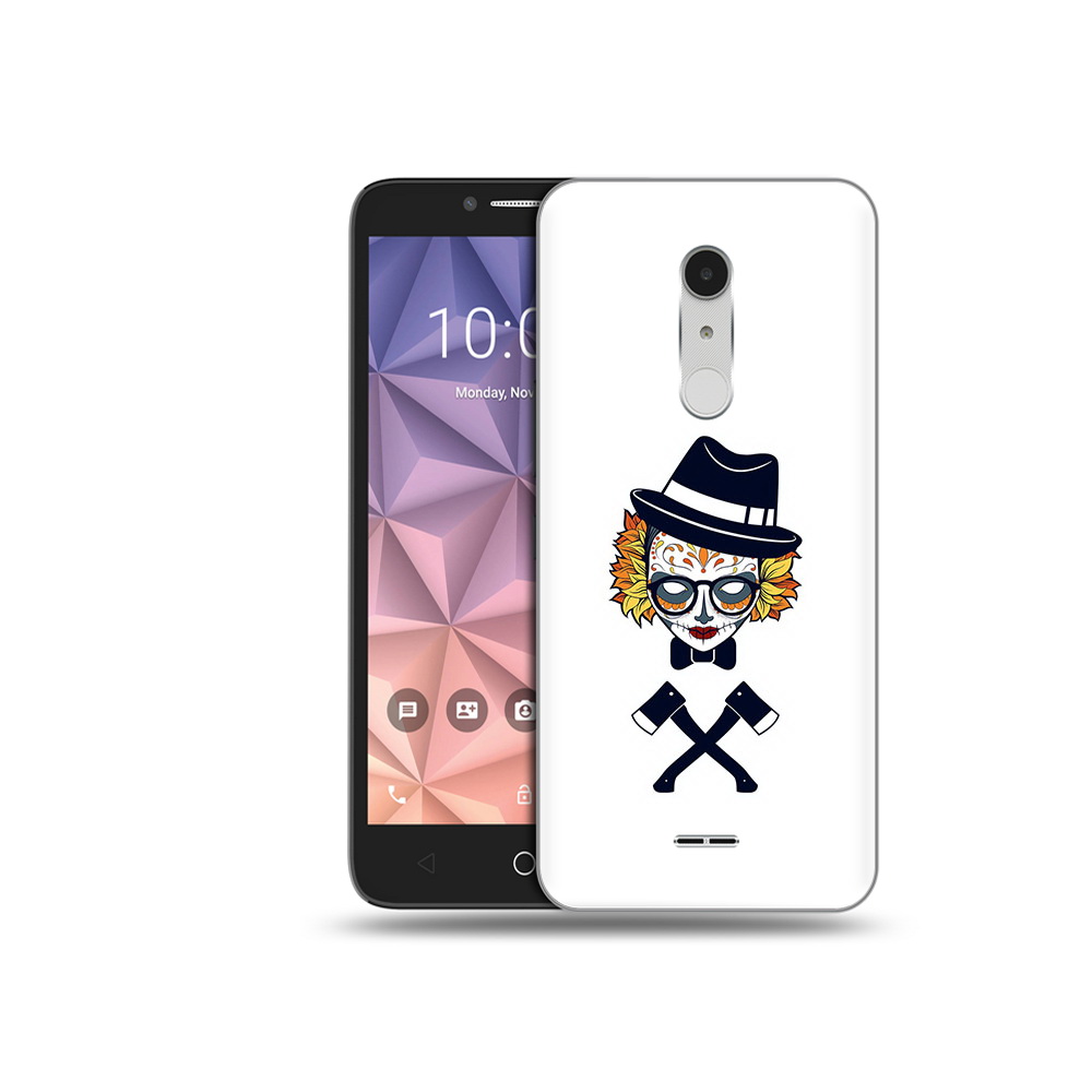 

Чехол MyPads Tocco для Alcatel A3 XL девушка в маске с топорами рисунок, Прозрачный, Tocco