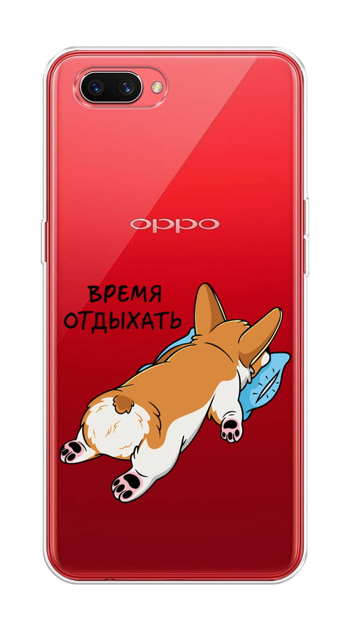 

Чехол на Oppo A3s "Корги отдыхает", Черный;коричневый;голубой, 250650-1
