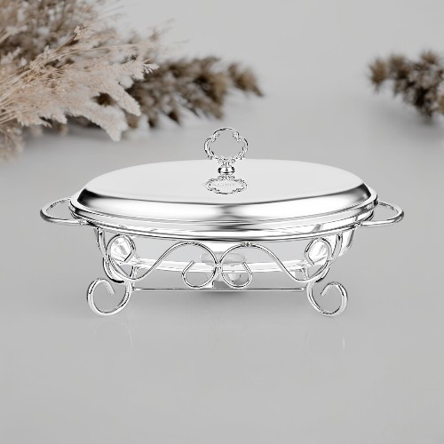

Мармит Agness с крышкой, жаропрочное стекло, 2,4 л, Серебристый;прозрачный, silver