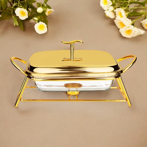 

Мармит Agness с крышкой, жаропрочное стекло, 1,8 л, Золотистый;прозрачный, gold