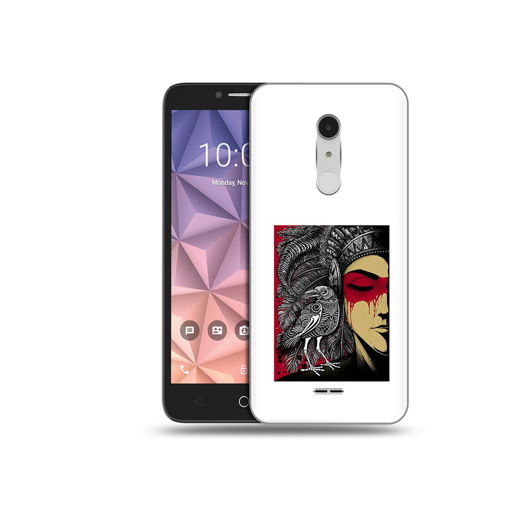 

Чехол MyPads Tocco для Alcatel A3 XL девушка с вороном в абстракции, Прозрачный, Tocco
