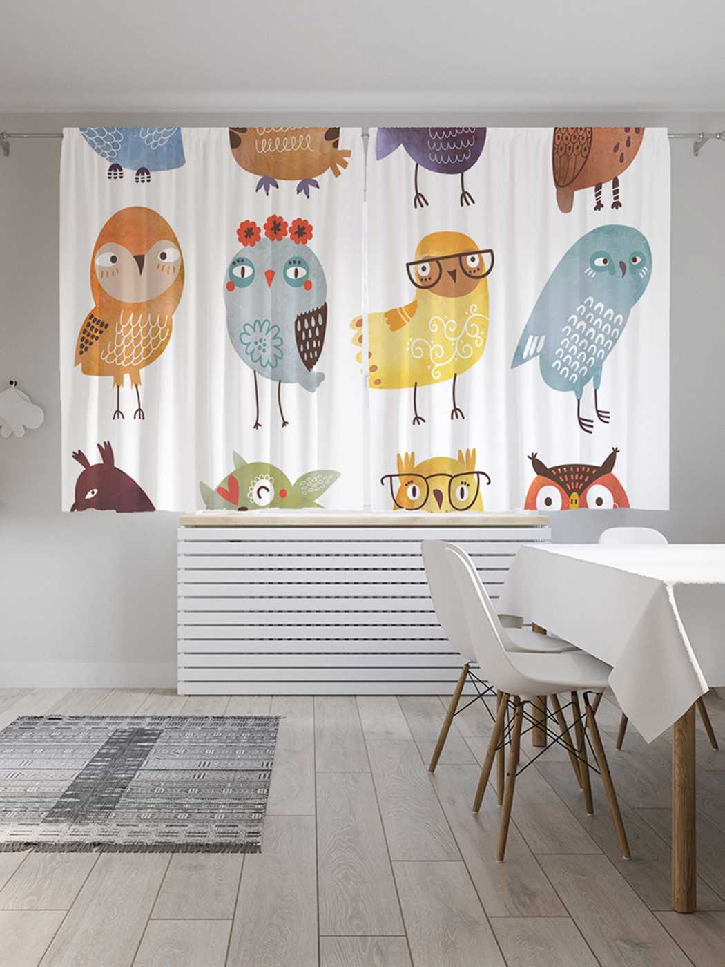 

Классические шторы JoyArty "Разные совы", серия Oxford DeLux, 2 полотна 145x180 см, Разные совы