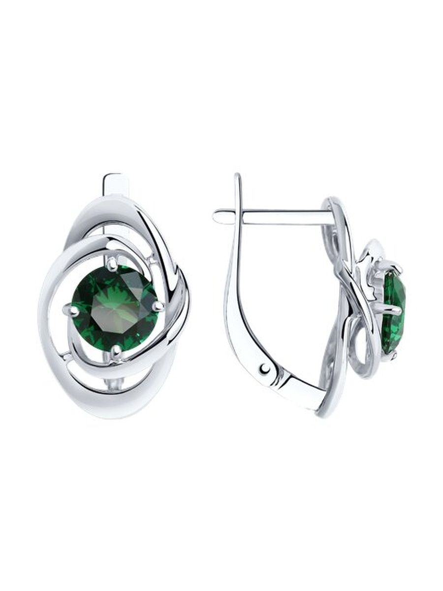 

Серьги из серебра TEO MAORI 892022347, изумруд искусственный, 892022347