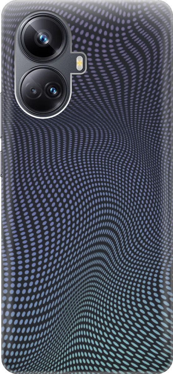 

Силиконовый чехол на Realme 10 Pro+ с принтом "Изгибы из точек", Синий;черный, 158623