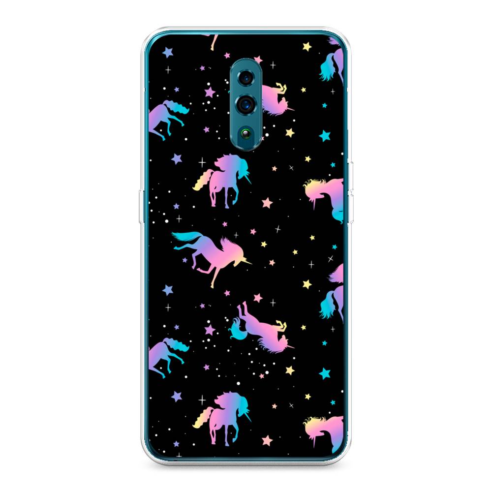 

Чехол для Oppo Reno "Единороги градиент", Черный;розовый;голубой, 250750-1