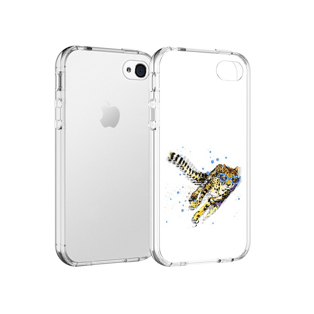 

Чехол MyPads Tocco для Apple iPhone 4 гепард в очках, Прозрачный, Tocco