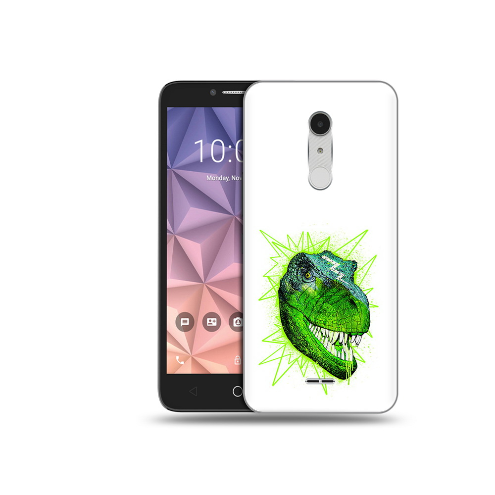 

Чехол MyPads Tocco для Alcatel A3 XL зеленый динозавр, Прозрачный, Tocco