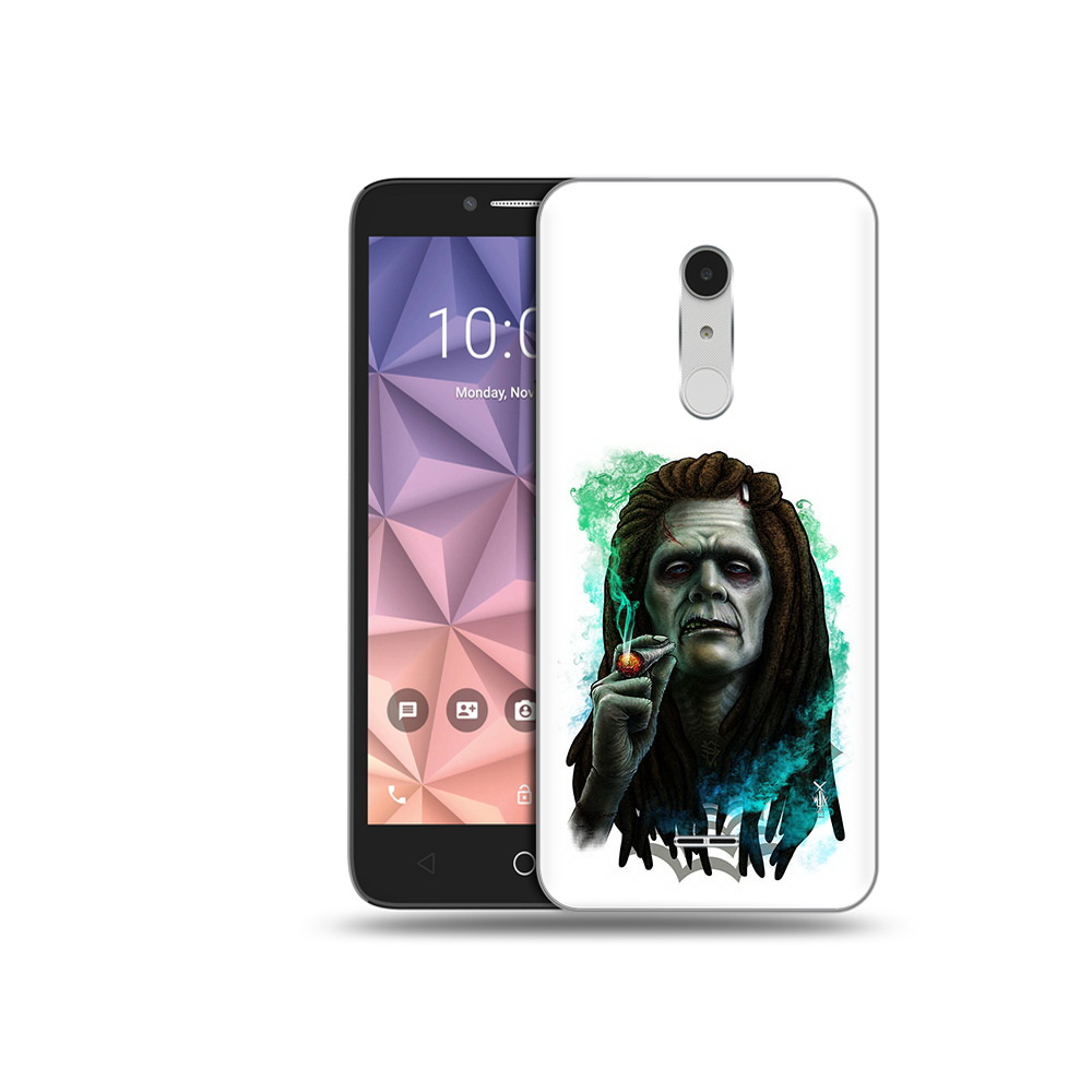 

Чехол MyPads Tocco для Alcatel A3 XL зеленый мужчина с сигаретой, Прозрачный, Tocco