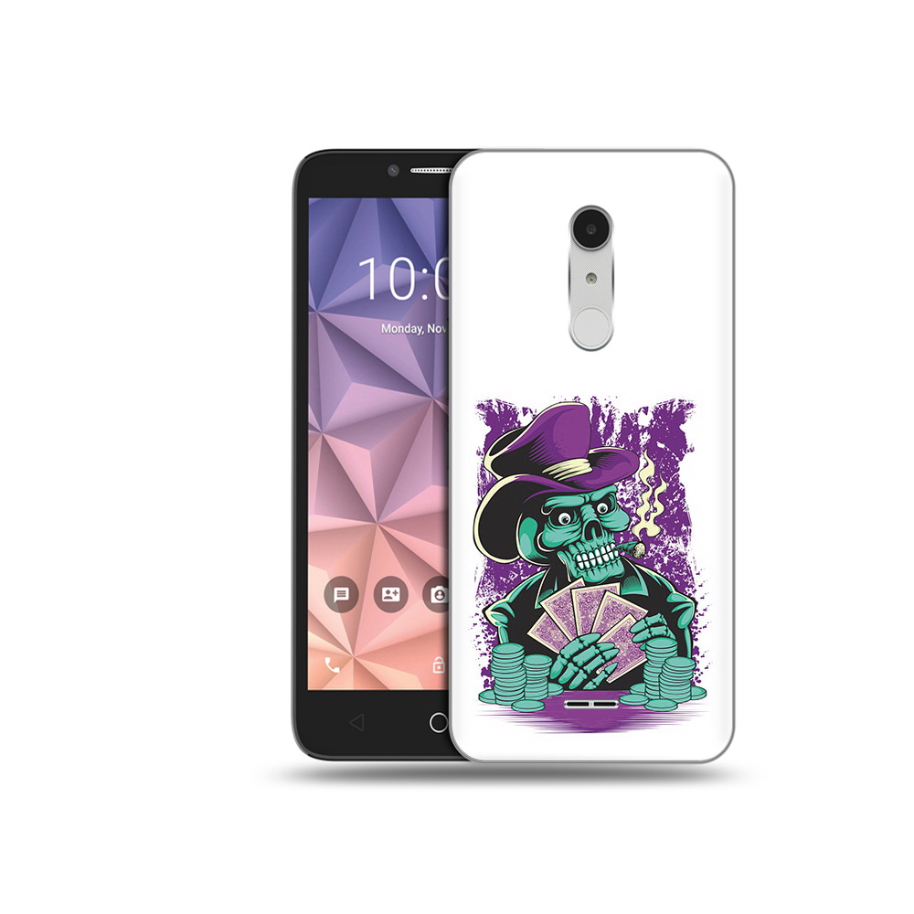 

Чехол MyPads Tocco для Alcatel A3 XL зеленый череп с картами, Прозрачный, Tocco