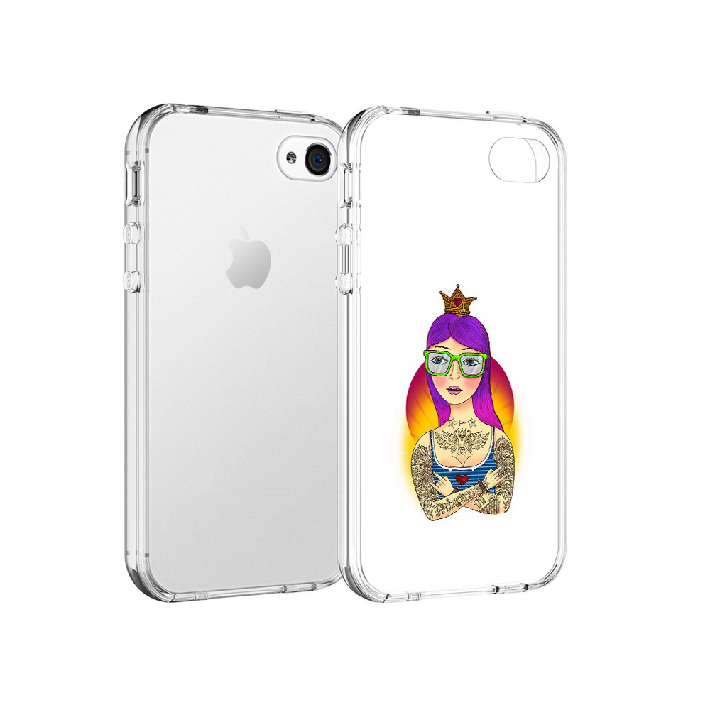 

Чехол MyPads Tocco для Apple iPhone 4 девушка в татуировках с короной, Прозрачный, Tocco