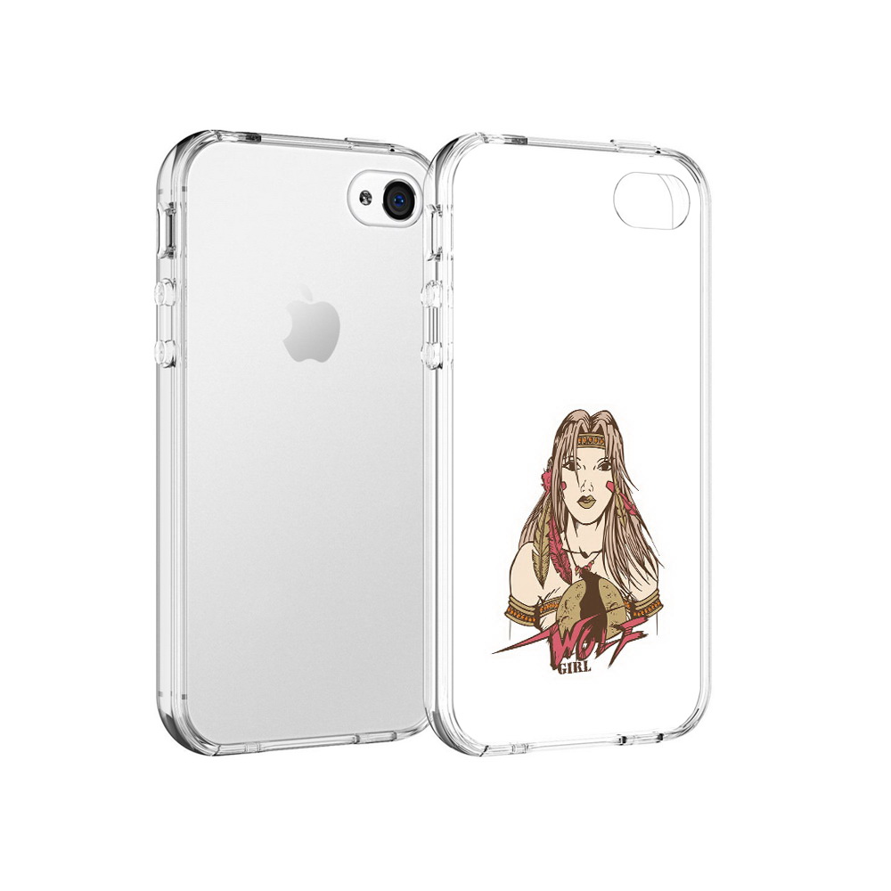

Чехол MyPads Tocco для Apple iPhone 4 девушка волк, Прозрачный, Tocco
