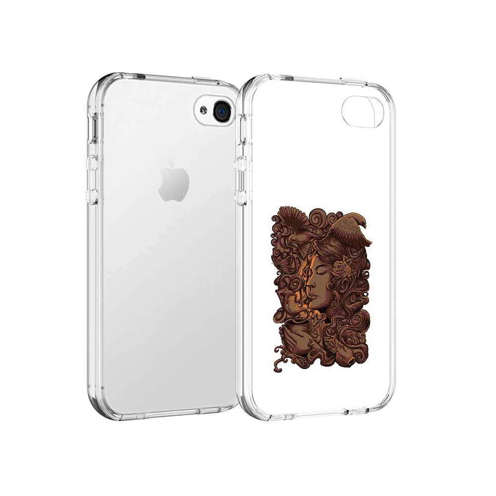 

Чехол MyPads Tocco для Apple iPhone 4 девушка с длинными волосами абстракция, Прозрачный, Tocco