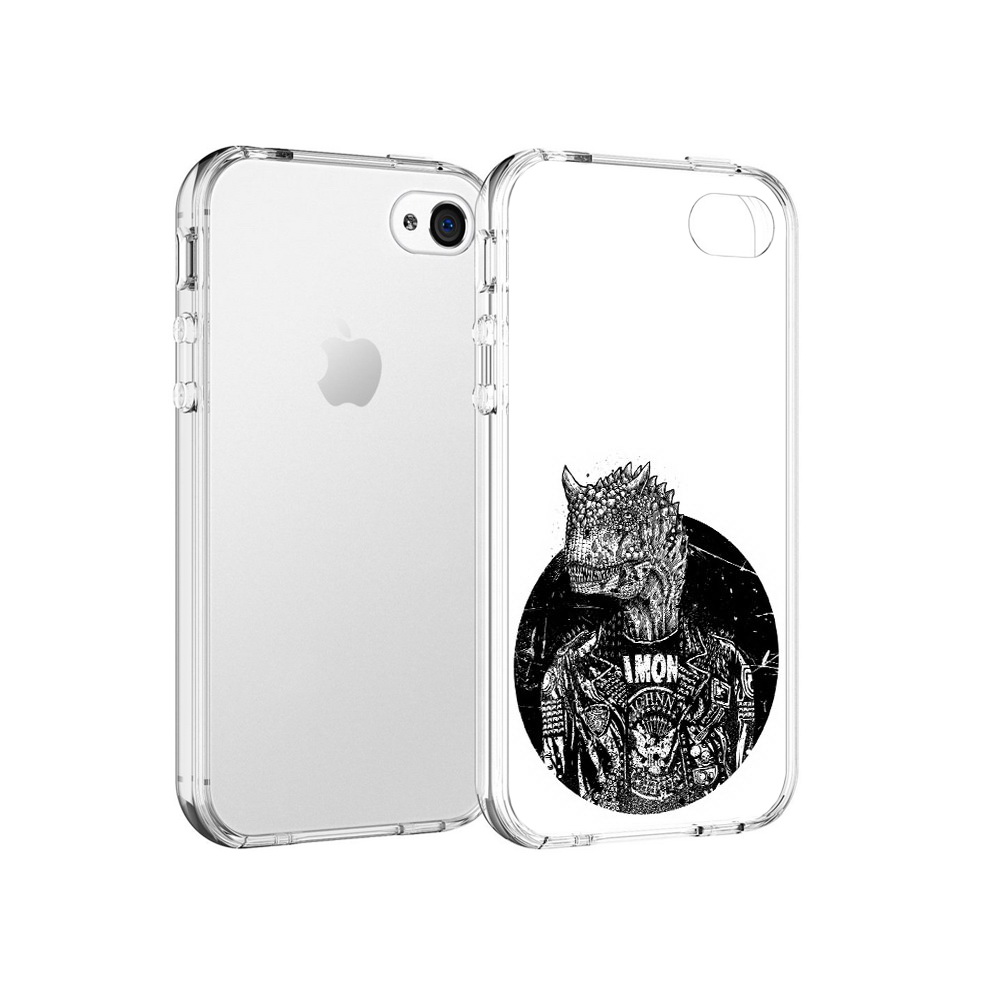 

Чехол MyPads Tocco для Apple iPhone 4 динозавр в куртке, Прозрачный, Tocco