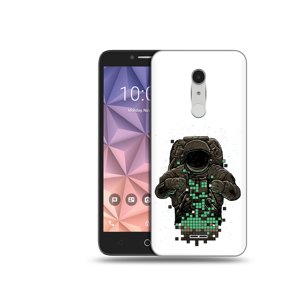 

Чехол MyPads Tocco для Alcatel A3 XL космонавт с пикселями, Прозрачный, Tocco