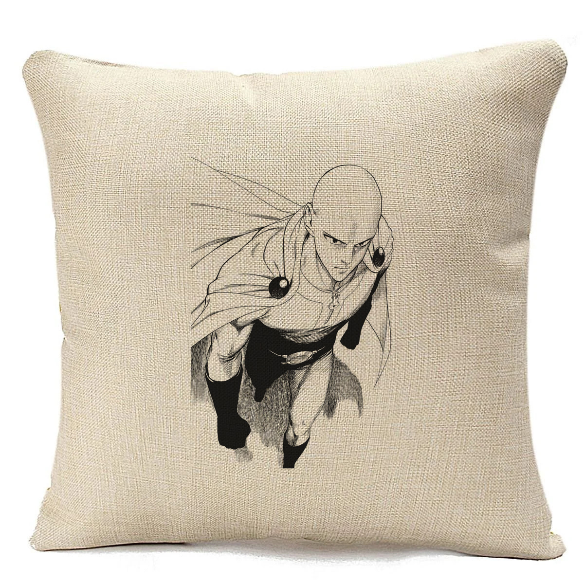 

Подушка бежевая CoolPodarok Аниме ВанПанчМэн ЧБ Anime OnePunchMan Сh B (черно белое)