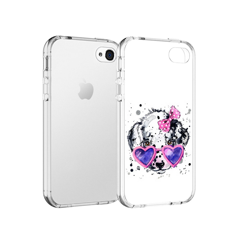 

Чехол MyPads Tocco для Apple iPhone 4 долматинец в очках, Прозрачный, Tocco