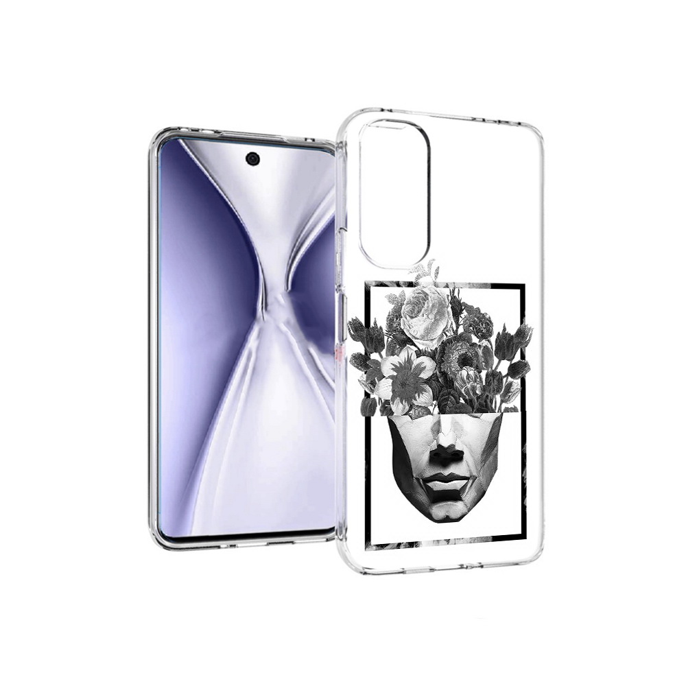Чехол MyPads Tocco для Huawei Honor X20 черно белая ваза в абстракции