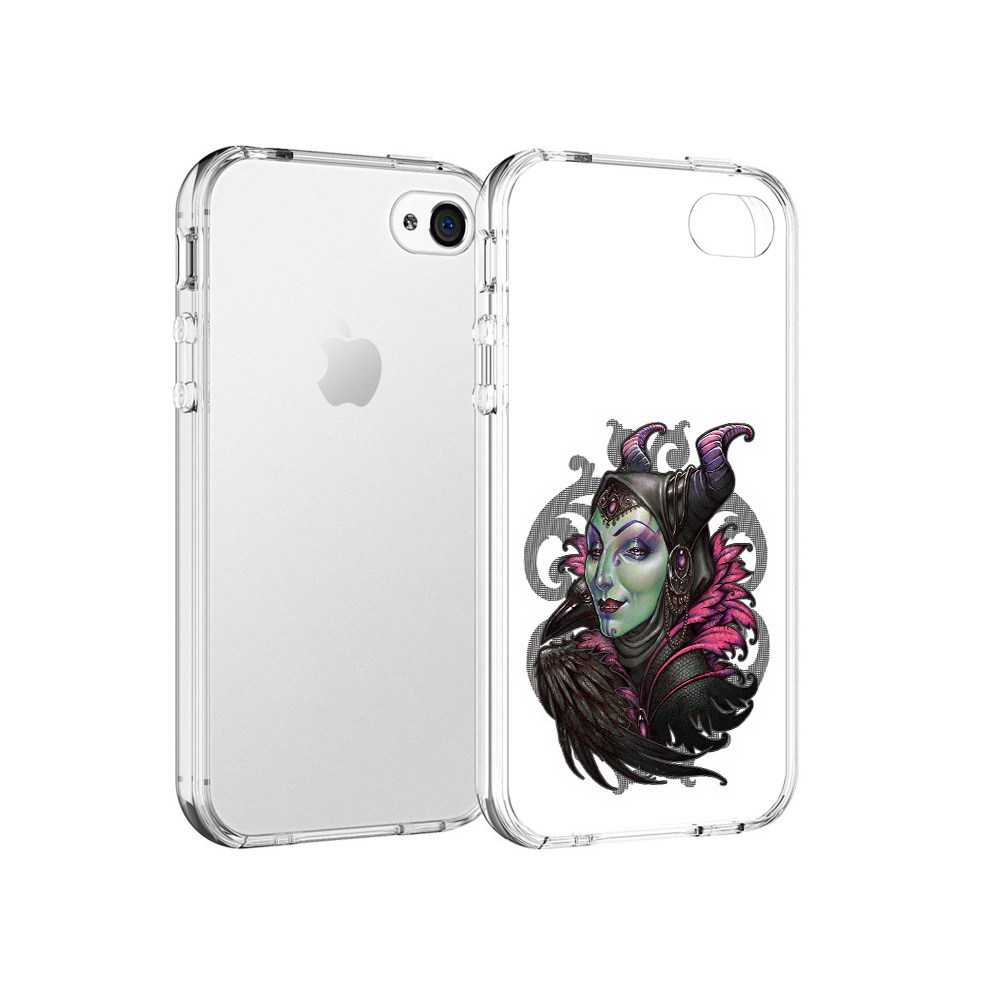 

Чехол MyPads Tocco для Apple iPhone 4 зеленая девушка с вороном, Прозрачный, Tocco
