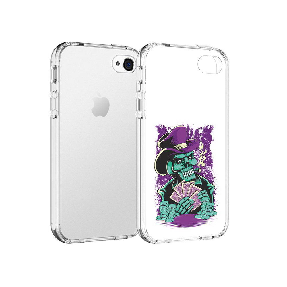

Чехол MyPads Tocco для Apple iPhone 4 зеленый череп с картами, Прозрачный, Tocco