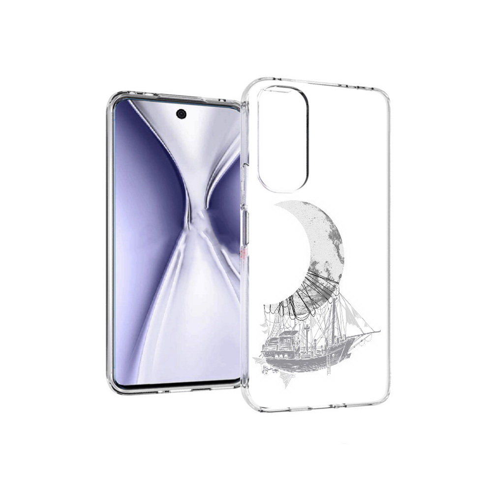 

Чехол MyPads Tocco для Huawei Honor X20 черно белый корабль полумесяц, Прозрачный, Tocco