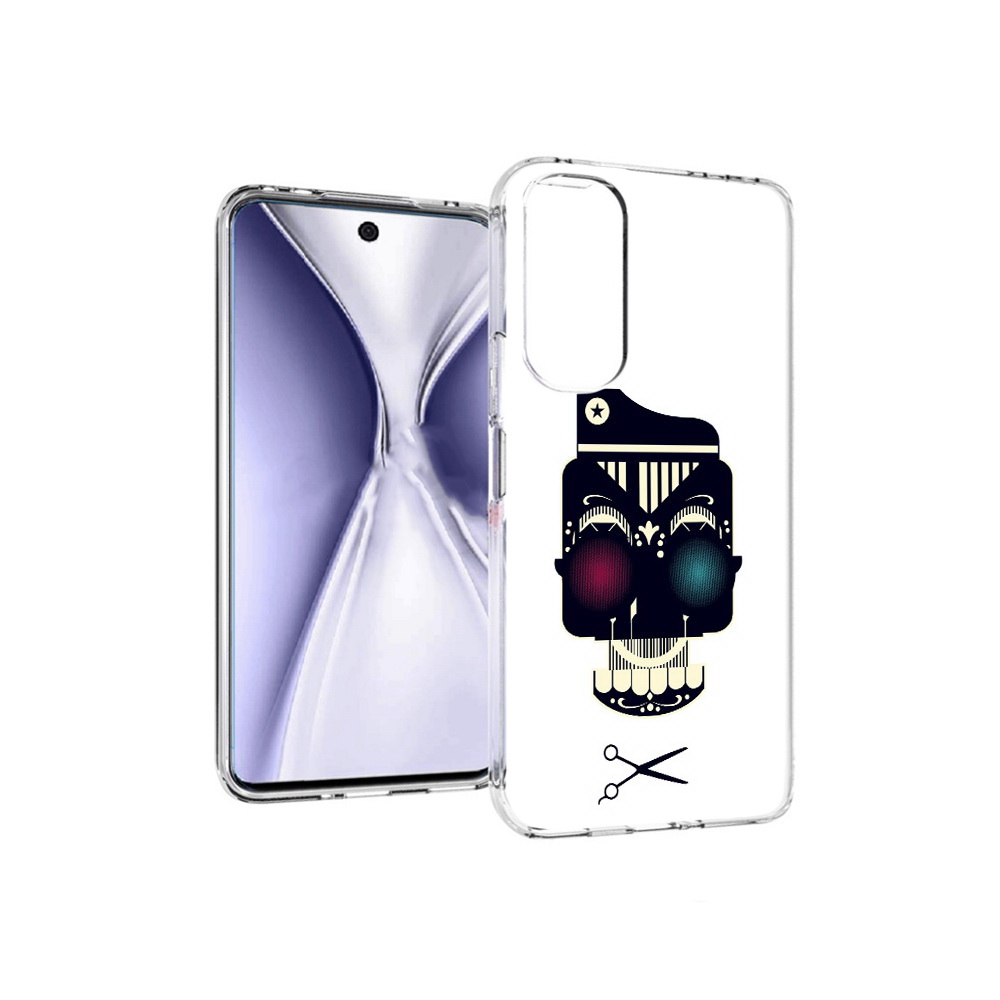 

Чехол MyPads Tocco для Huawei Honor X20 черно белый скелет с яркими глазами, Прозрачный, Tocco
