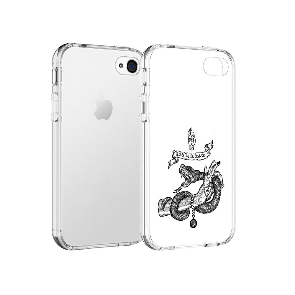 

Чехол MyPads Tocco для Apple iPhone 4 змея на руке рисунок, Прозрачный, Tocco