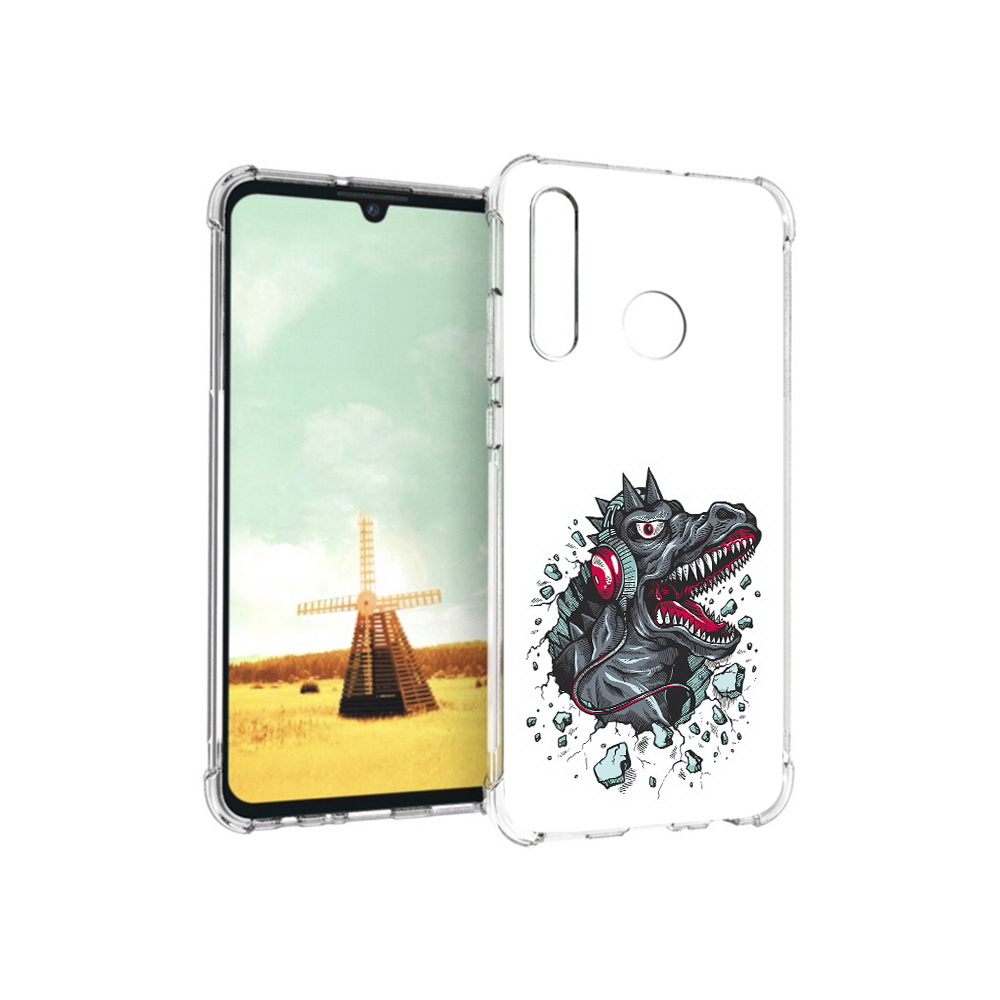 

Чехол MyPads Tocco для Huawei P Smart+ Нарисованный динозавр в наушниках, Прозрачный, Tocco