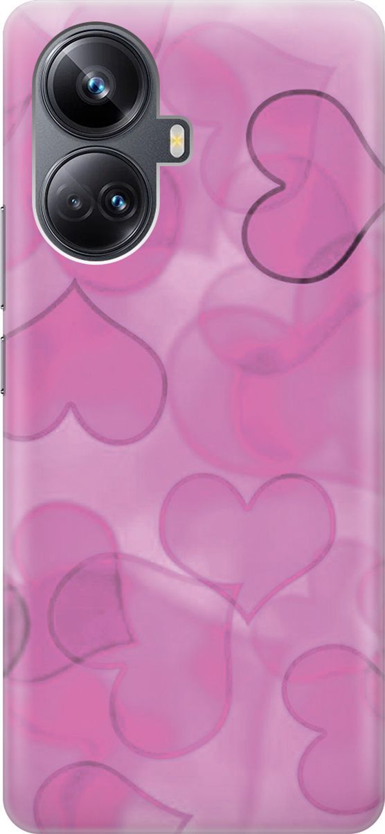 

Силиконовый чехол на Realme 10 Pro+ с принтом "Розовые сердечки", Розовый, 158625