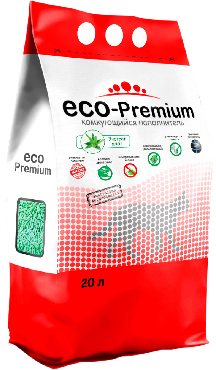 

Комкующийся наполнитель ECO-Premium древесный, алоэ, 7,6 кг