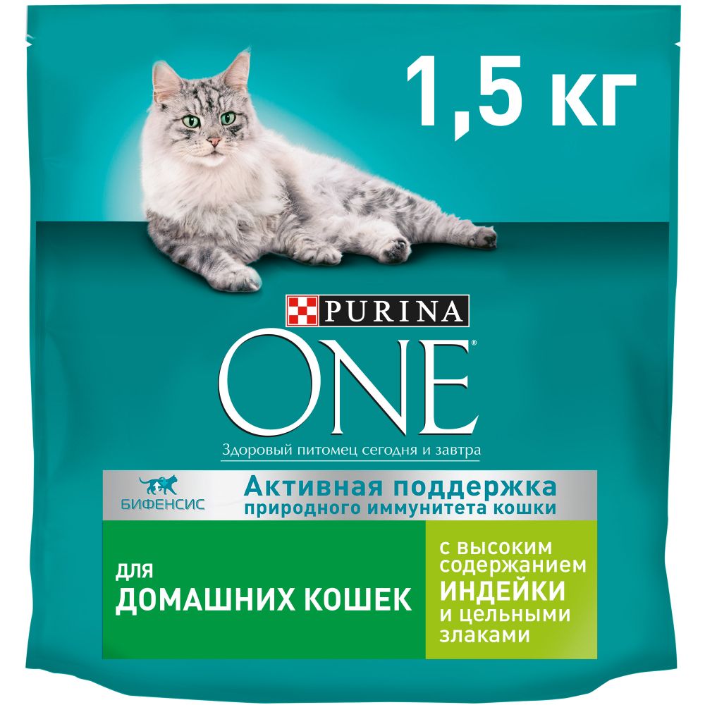 

Сухой корм для кошек PURINA ONE с индейкой и злаками, 6 шт по 1,5 кг