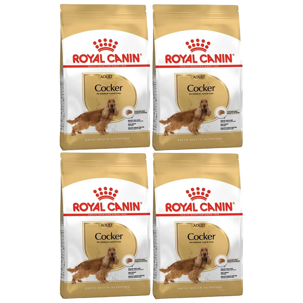 

Сухой корм для собак ROYAL CANIN COCKER ADULT, для кокер-спаниелей, 4 шт по 3 кг