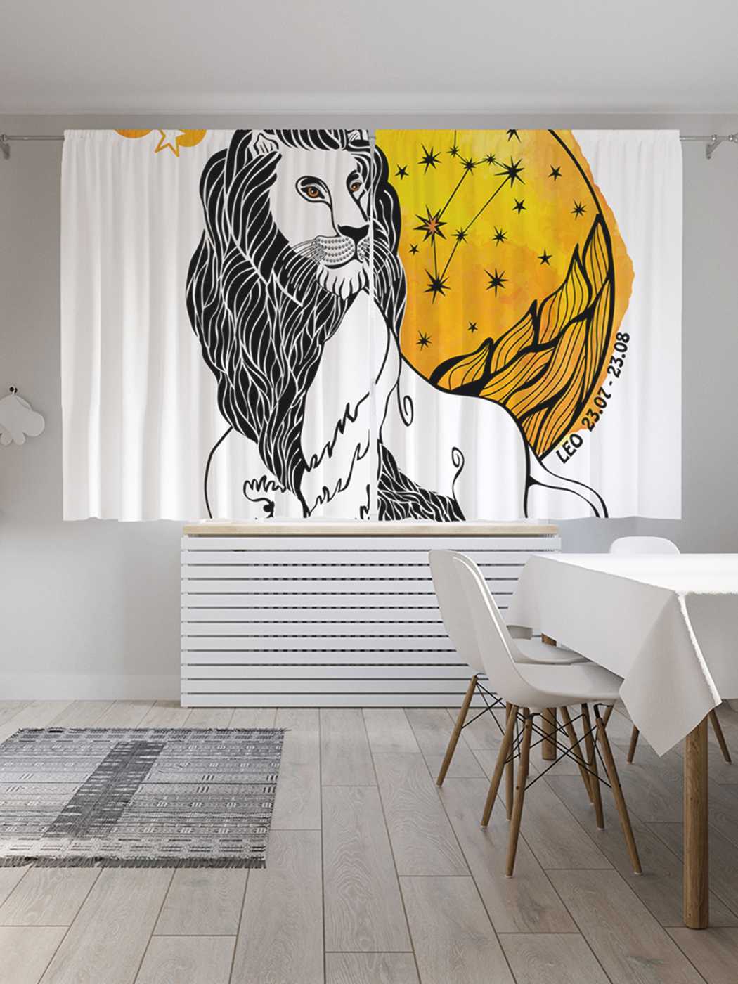 фото Классические шторы joyarty "звездный лев", серия oxford delux, 2 полотна 145x180 см