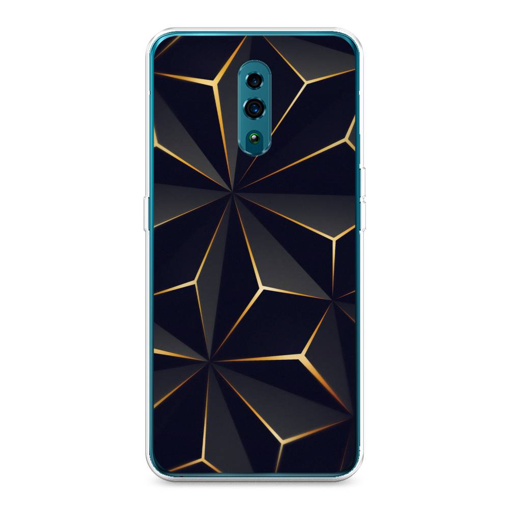 

Чехол для Oppo Reno "Черные полигоны", Золотистый;черный, 250750-3