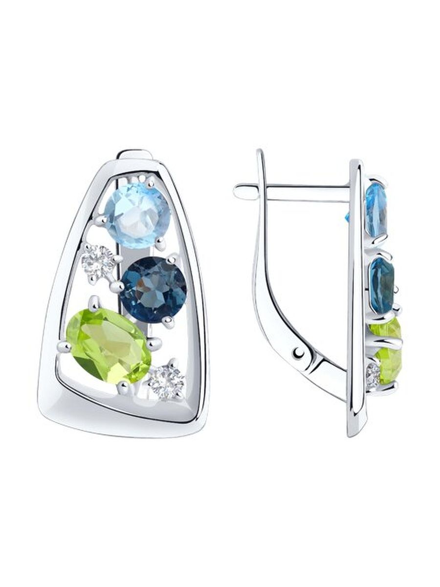 

Серьги из серебра TEO MAORI 894-320-00660-1, топаз/фианит, 894-320-00660-1