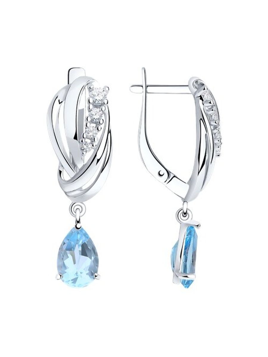 

Серьги из серебра TEO MAORI 892022257, топаз/фианит, 892022257