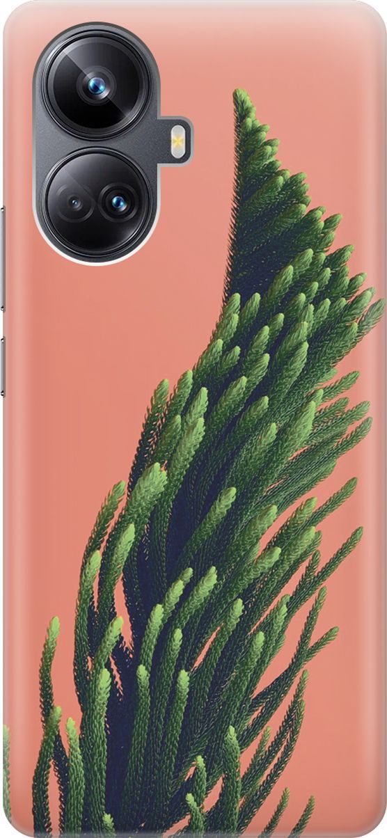 

Силиконовый чехол на Realme 10 Pro+ с принтом "Хвоя на розовом", Зеленый;розовый, 158636