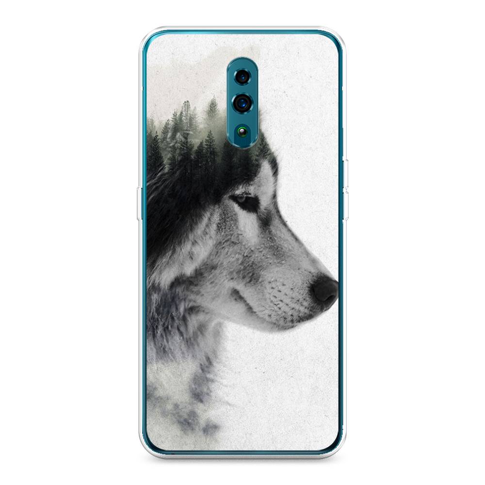 

Чехол для Oppo Reno "Волк лес", Серый;белый, 250750-1