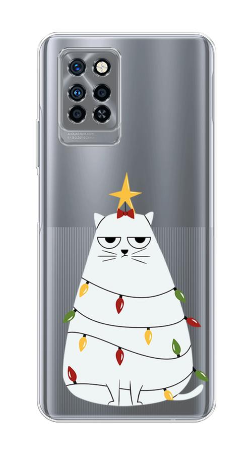 

Чехол на Infinix Note 10 Pro "Котик в гирлянде", Белый;красный;желтый, 3100150-1