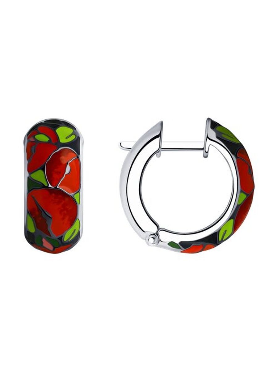 

Серьги конго из серебра TEO MAORI 894022140, эмаль, 894022140