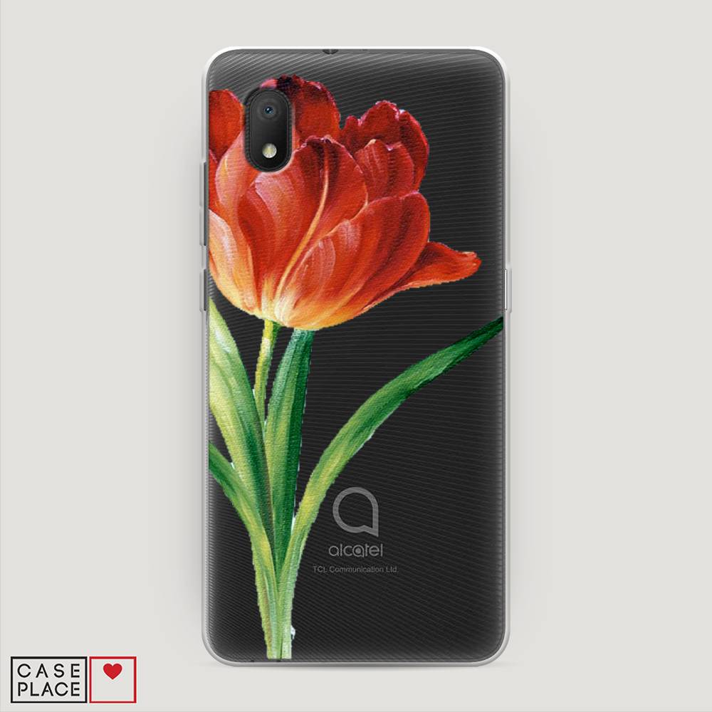 фото Силиконовый чехол "красный тюльпан" на alcatel 1b (2020) 5002d awog