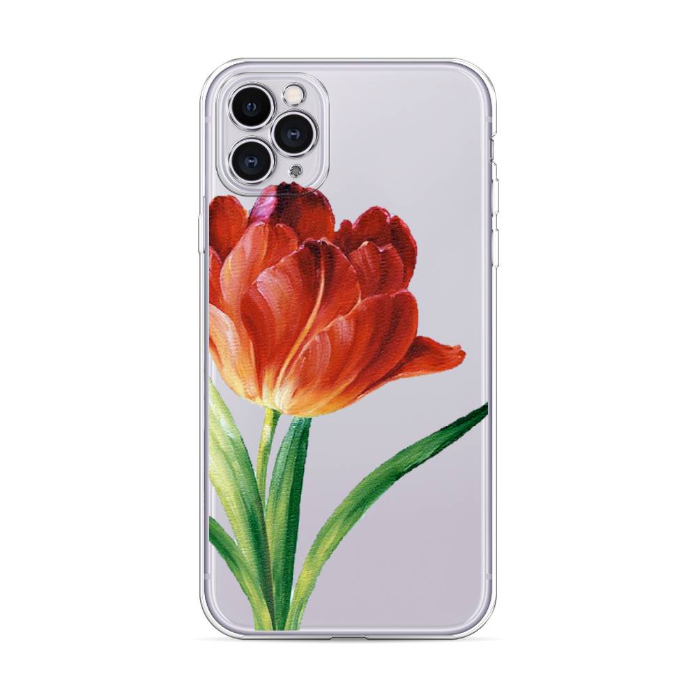 фото Силиконовый чехол "красный тюльпан" на apple iphone 11 pro max awog