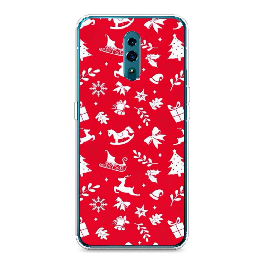 

Чехол для Oppo Reno "Красный новогодний фон", Красный;белый, 250750-5